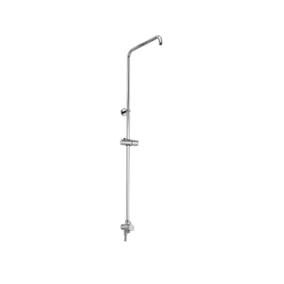 Exposed Shower Pipe with Provision for Simultaneous Working of Showers with Operating Diverter Knob, L-Type in Round Shape 20 mm dia., Size 1120 x 410 mm with Sliding Holder for Hand Shower, Wall Bracket & 8 mm dia., 0.5M Long Flexible Tube (for connection to Exposed Shower Mixer) Without Showers | Chrome Finish
