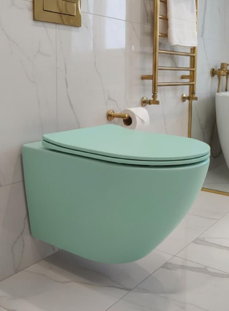 Designer Wall Hung Toilet | Size: 490x370x370mm | Finish: Matte | Soft Close Seat Cover Included | Recommended Buy: PS-317 Designer Wash Basin (sold separately)