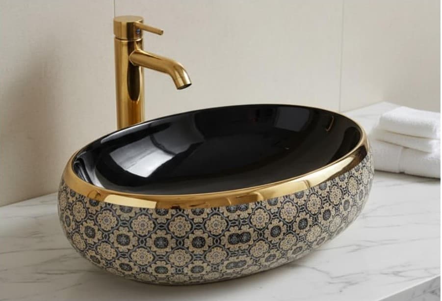 Designer Wash Basin | Table Top | Size: 600x400x140mm | Finish: PVD