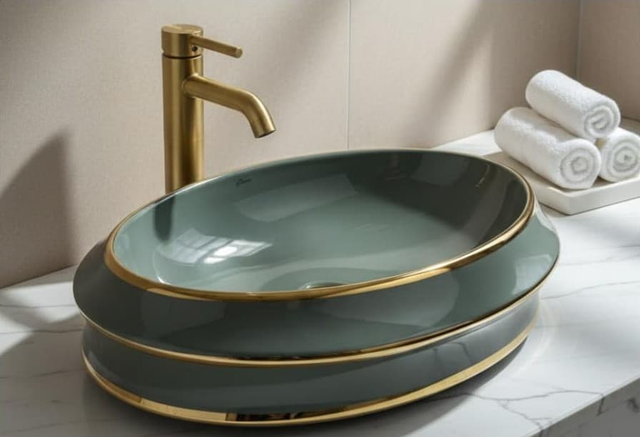 Designer Wash Basin | Table Top | Size: 520x380x130mm | Finish: PVD