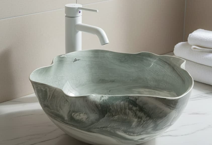 Designer Wash Basin | Table Top | Size: 415x415x140mm | Finish: