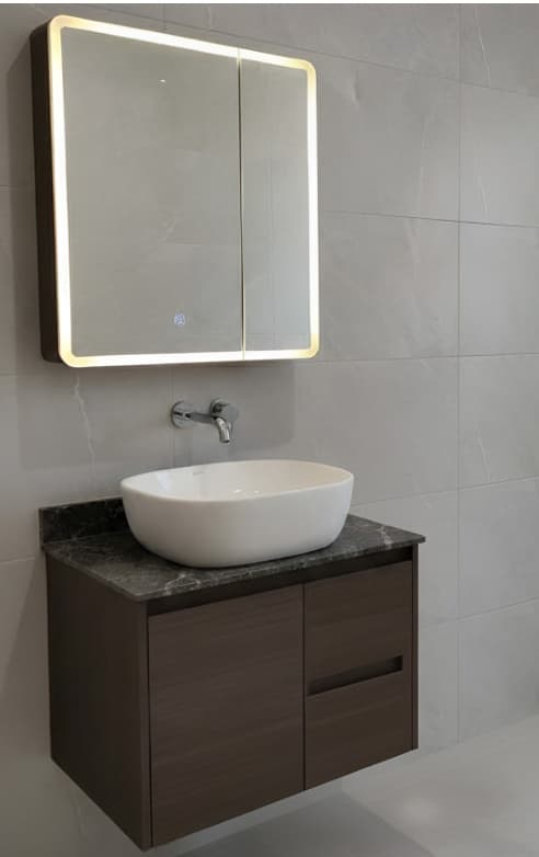 Designer Vanity Cabinet | Cabinet Size: (W)600x(D)470mm | Included: LED Mirror, Wash Basin, Cabinet
