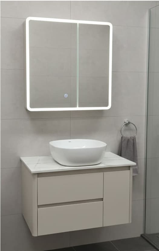 Designer Vanity Cabinet | Cabinet Size: (W)800x(D)470mm | Included: LED Mirror, Wash Basin, Cabinet