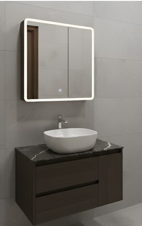 Designer Vanity Cabinet | Cabinet Size: (W)800x(D)470mm | Included: LED Mirror, Wash Basin, Cabinet