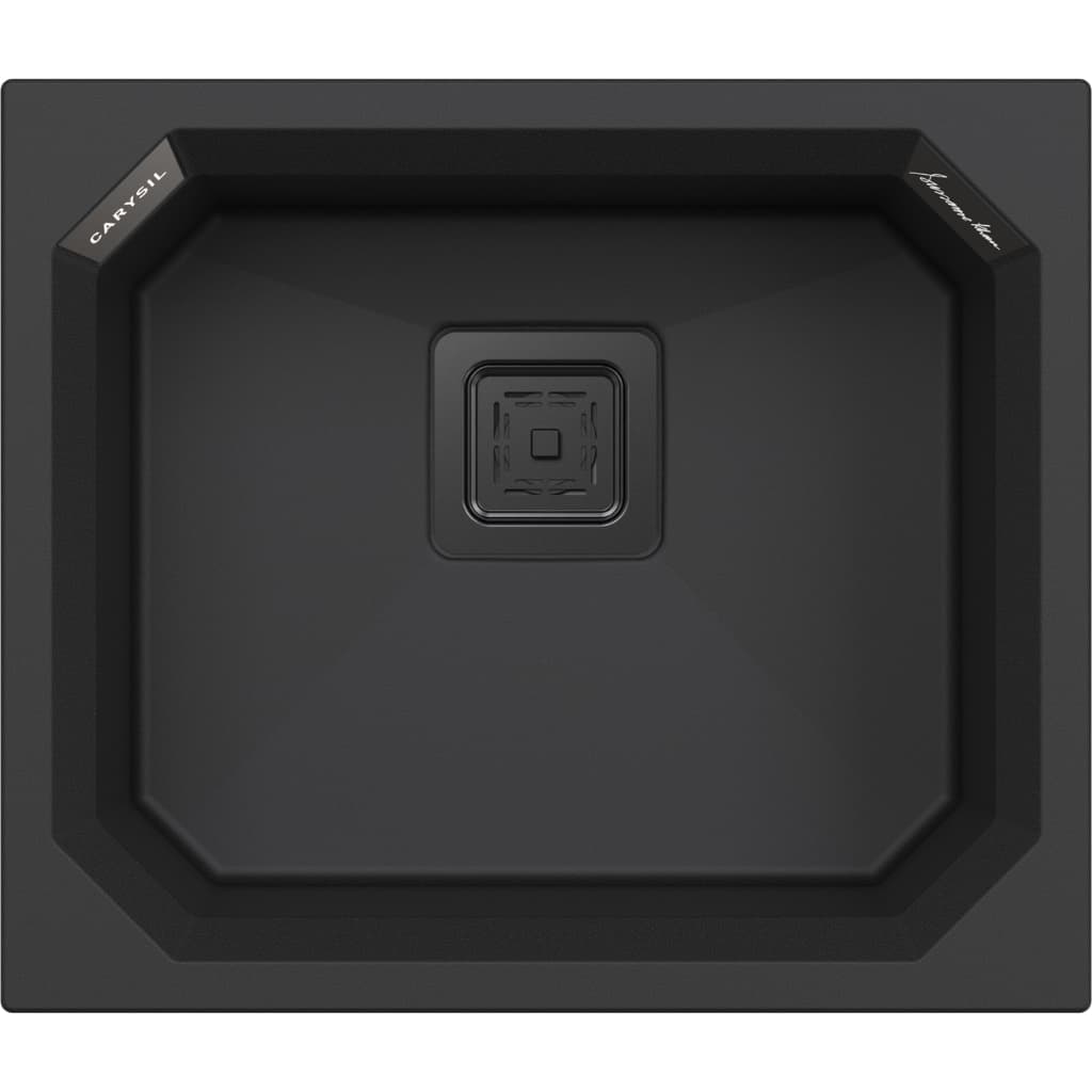 Crystal Series Quartz Kitchen Sink 21" × 18" x 8" ( 533 x 457 x 200mm)  | Charcoal Finish | Top Mount, Under Mount & Flush Mount Installation | Included Accessories: Plumbing Kit | Slab Cutting Size: 440 x 363mm
