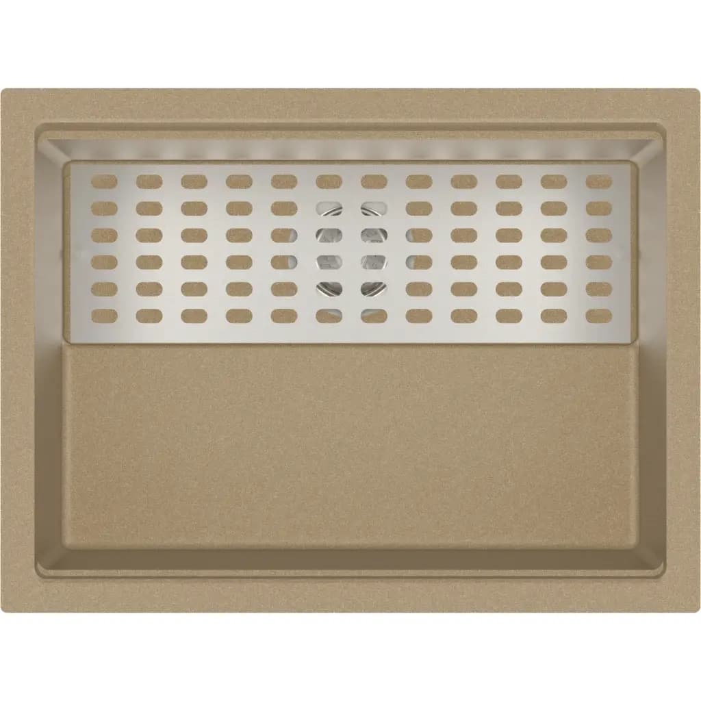 Harmony Workstation Quartz Kitchen Sink 24" × 18" x 10" ( 610 x 457 x 250mm)  | Mushroom Finish | Top Mount & Under Mount Installation | Included Accessories: Drainer Plate + Vegetable Colander + Plumbing Kit | Slab Cutting Size: 549 x 369mm