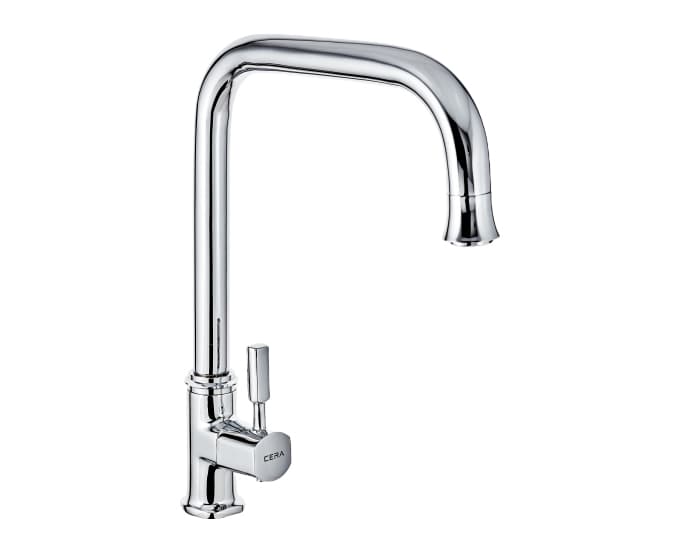 Gayle Sink Cock (Only Cold Water) With 232 mm (9") Long Swivel Spout | Chrome Finish | For Kitchen Use
