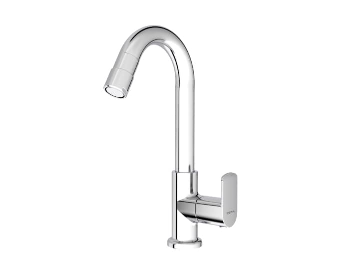 Chromo Pillar Cock (Cold Water only) With Swan Neck Spout (Right) | Chrome Finish