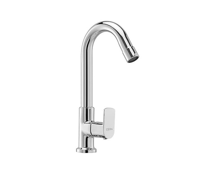 Chromo Sink Cock (Only Cold Water) With 165 mm (6.5") Long Swivel Spout | Chrome Finish | For Kitchen use