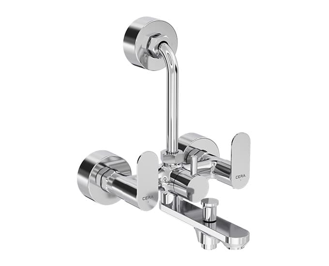 Curve Wall Mixer (3-in-1) With Arrangement for both Hand Shower and Overhead Shower With Bend Pipe | Chrome Finish
