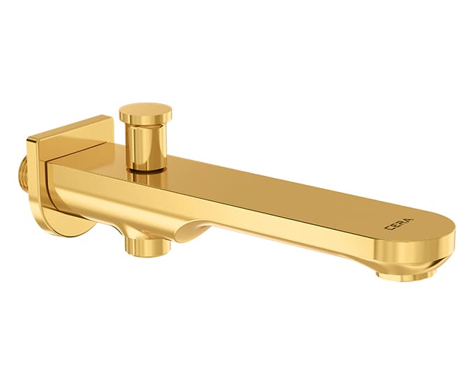 Curve Bath Spout With Wall Flange and Button Arrangement for Hand Shower | Chrome Finish