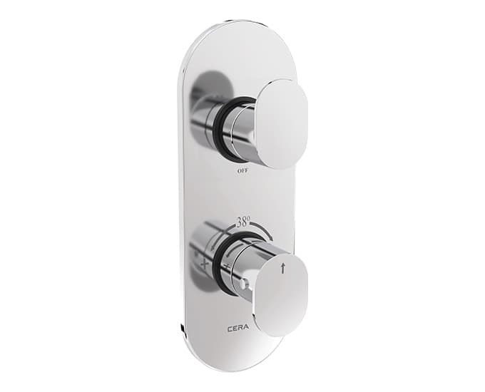 Curve Exposed Part for 2 Outlets Single Lever Thermostatic Concealed Diverter | Chrome Finish | Compatible With Concealed Part (F4080102 sold separately)