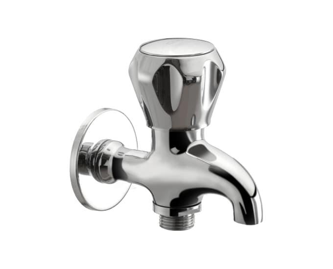 Ocean 2-Way Bib Cock (Only Cold Water) With Flange | Chrome Finish