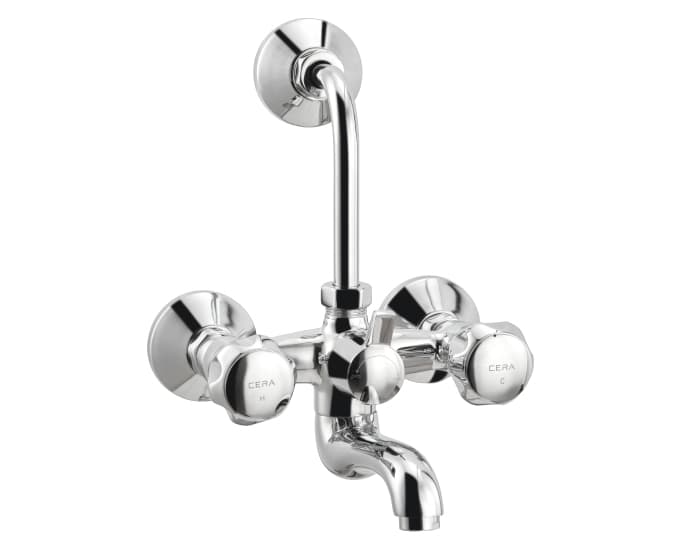 Ocean Wall Mixer With 210 mm (8.5") Long Bend Pipe for Overhead Shower | Chrome Finish