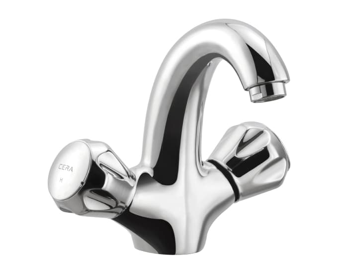 Ocean Basin Mixer (Hot & Cold Water) With 450 mm Braided Connection Pipe | Chrome Finish