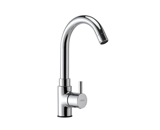Fountain Sink Cock (Only Cold Water) With 150 mm (6") Long Swivel Spout | Chrome Finish | For Kitchen Use