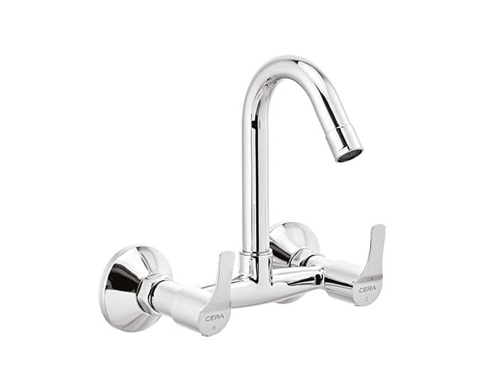 Vivana Kitchen Sink Mixer With 150 mm (6") Long Swivel Spout and Wall Flanges | Chrome Finish
