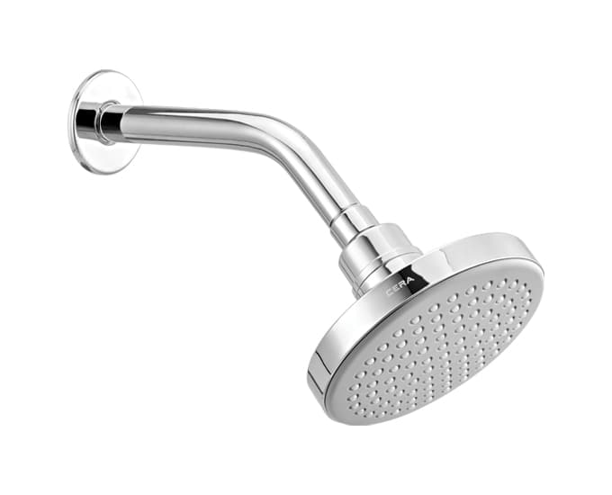 Overhead Shower 125 mm Dia (5") With 200 mm (8") Long Shower Arm and Wall Flange | Chrome Finish