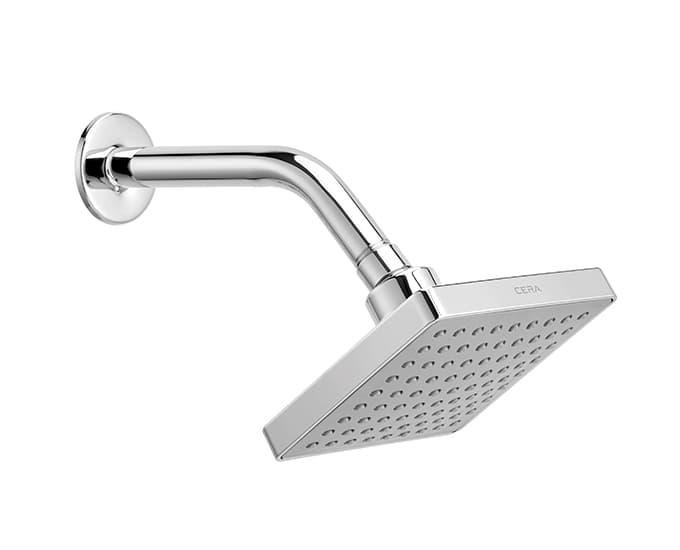 Overhead Shower 125 mm (5") With 200 mm (8") Long Shower Arm and Wall Flange | Chrome Finish