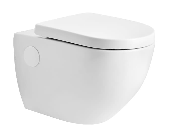 Croma Rimless Wall Hung Toilet | Finish: Snow White | Size: 560 x 365 x 355 mm | Soft Close Seat Cover Included