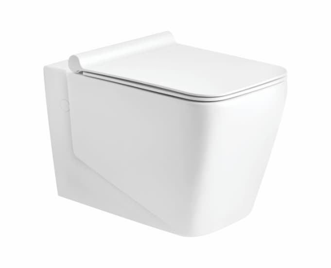 Cutina Rimless Wall Hung Toilet | Finish: Snow White | Size: 550 x 355 x 360 mm | Duroplast Slim Soft Close Seat Cover Included
