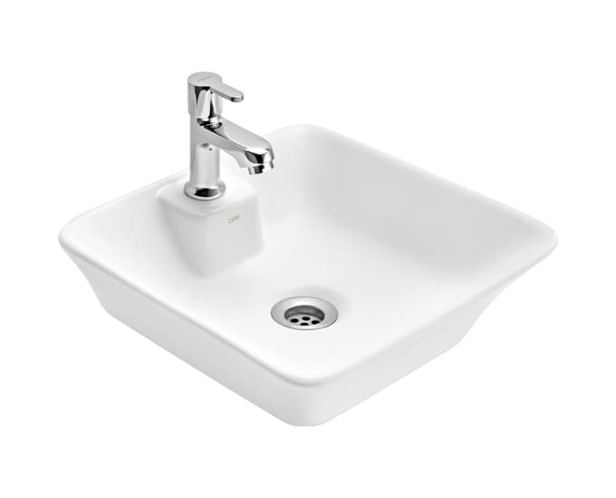 Casual Table Top / Wall Hung Wash Basin | With Tap Hole Provision | Finish: Snow White | Size: 345 x 355 x 115 mm