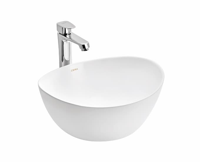 Cloister Slim Table Top Wash Basin | Without Tap Hole Provision | Finish: Snow White | Size: 420 x 345 x 170 mm