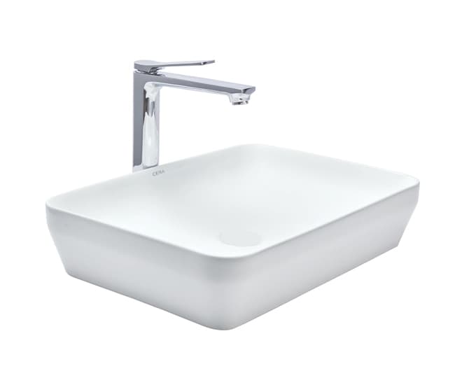 Crisp Table Top Wash Basin | Without Tap Hole Provision | Finish: Snow White | Size: 500 x 350 x 110 mm