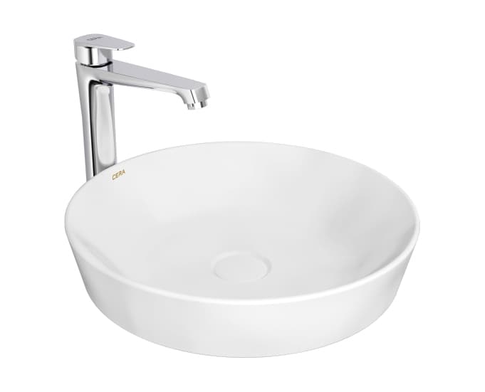 Chiara Table Top Wash Basin | Without Tap Hole Provision | Finish: Snow White | Size: 400 x 400 x 105 mm