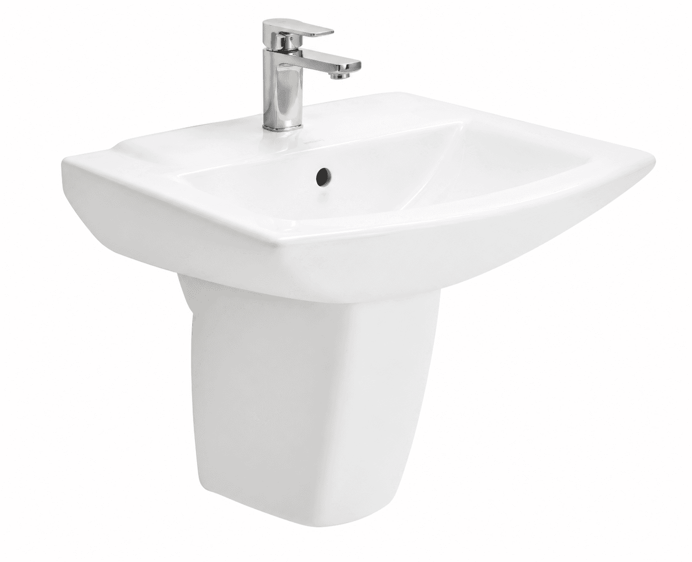 Concord Wall Hung Wash Basin | Finish: Snow White | Size: 630 x 470 x 205 mm | With Tap Hole Provision | For Use With Half Pedestal (S2090120) | Full Pedastal (S2090107)