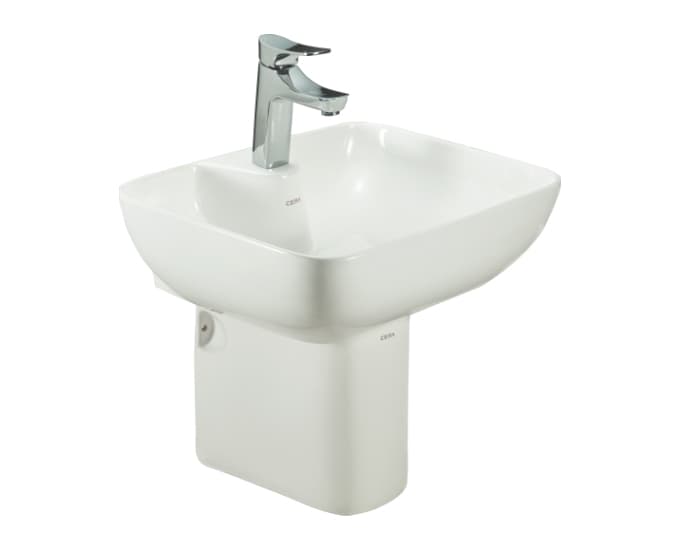 Chino Wall Hung Wash Basin | Finish: Snow White | Size: 510 x 410 x 160 mm | With Tap Hole Provision | For use With Half Pedestal (S2090104)