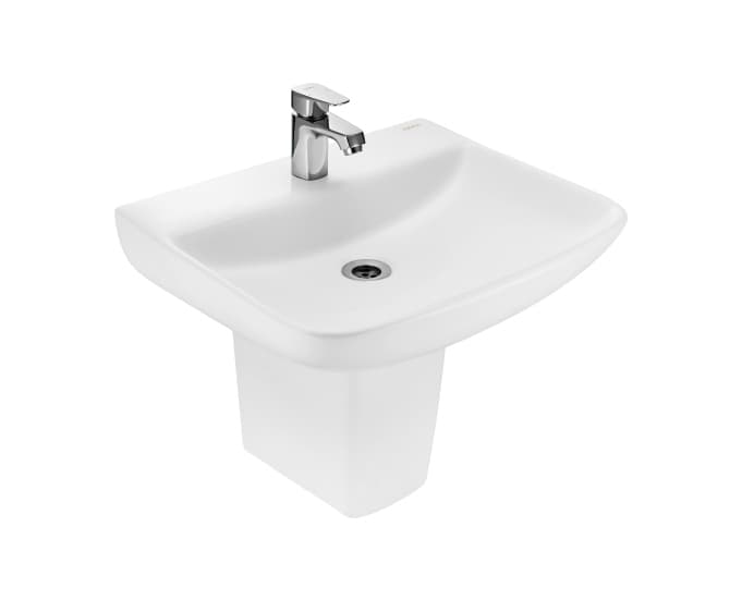 Collage Wall Hung Wash Basin | Finish: Snow White | Size: 515 x 430 x 110 mm | With Tap Hole Provision | For use With Half Pedestal (S2090134) | Full Pedastal (S2090135)
