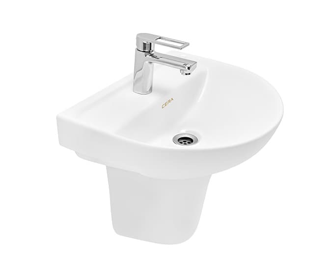 Chime Slim Wall Hung Wash Basin | Finish: Snow White | Size: 515 x 400 x 155 mm | With Tap Hole Provision | For use With Half Pedestal (S2090102) | Full Pedastal (S2090101)