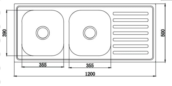 FUTURA DURA DOUBLE BOWL WITH DRAIN BOARD 47X20X8 - DURA 47X20X8" — image 2