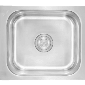 Dura Single bowl Kitchen Sink 16" X 14" X 7" (406x356x175mm) | SS 304 grade | Satin Finish | Suitable for Topmount, Undermount & Inset | Included: Waste coupling  | Slab Cutting Size: 356 x 305mm