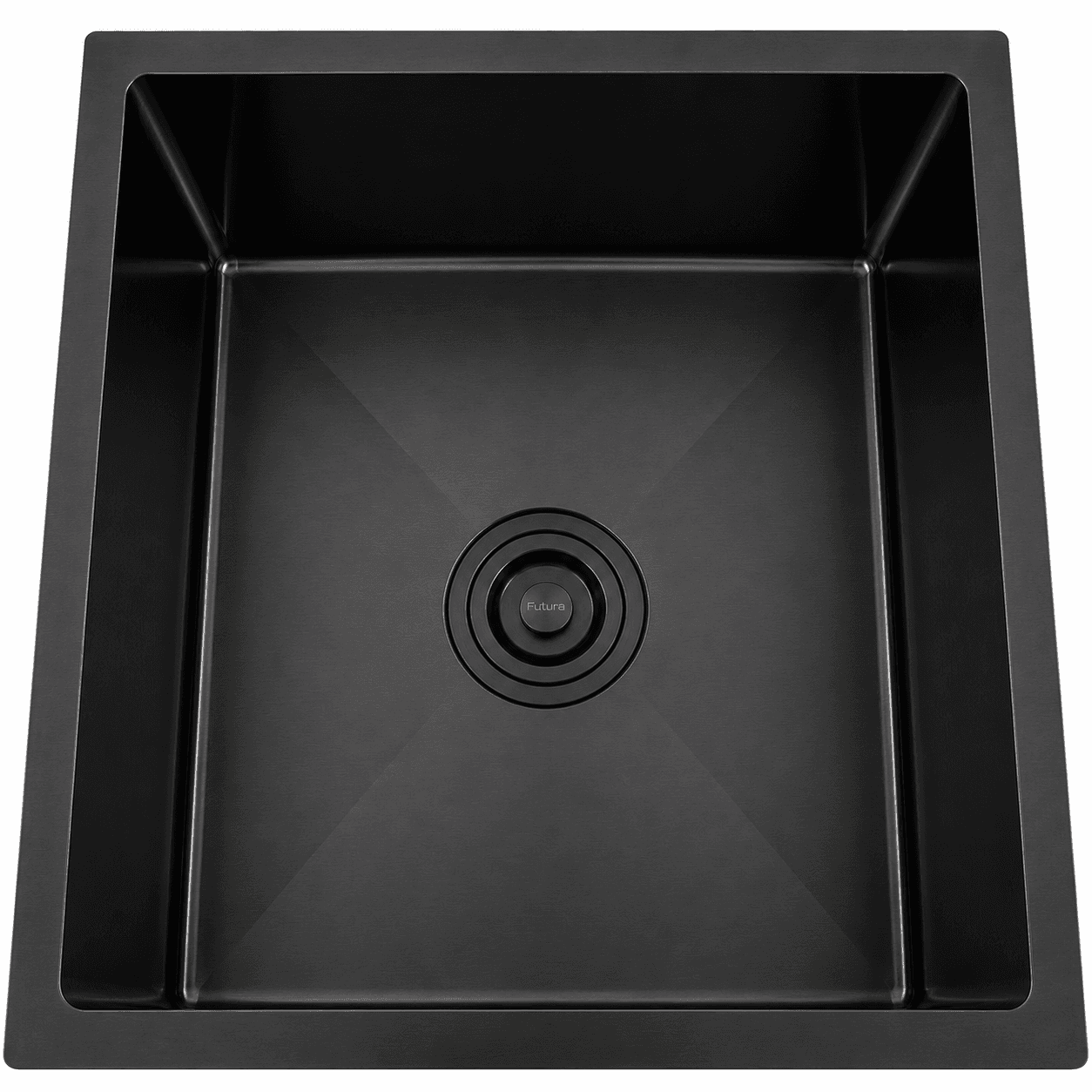 Hand Carved Colour Single Bowl Kitchen Sink 24"x18"x9" (609x457x225mm) | SS 304 grade | Flat Finish | Black Colour | Suitable for Topmount, Undermount & Inset | Included: Waste coupling | Slab Cutting Size: 559x407mm