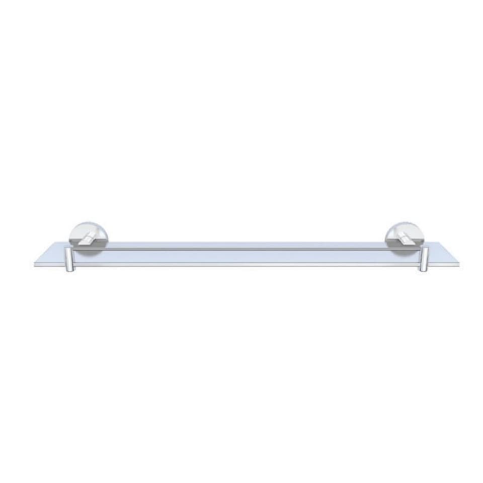 Glass Shelf 600 mm Long | Tempered glass with chrome brackets | Chrome Finish | Material: Stainless Steel