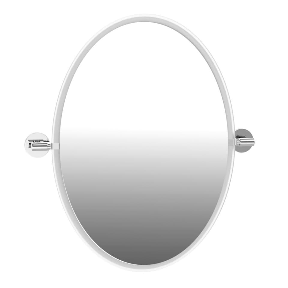 Swivel Mirror 615 x 445 mm with Flange | Oval Shape | Finish: Chrome | Material: Stainless Steel