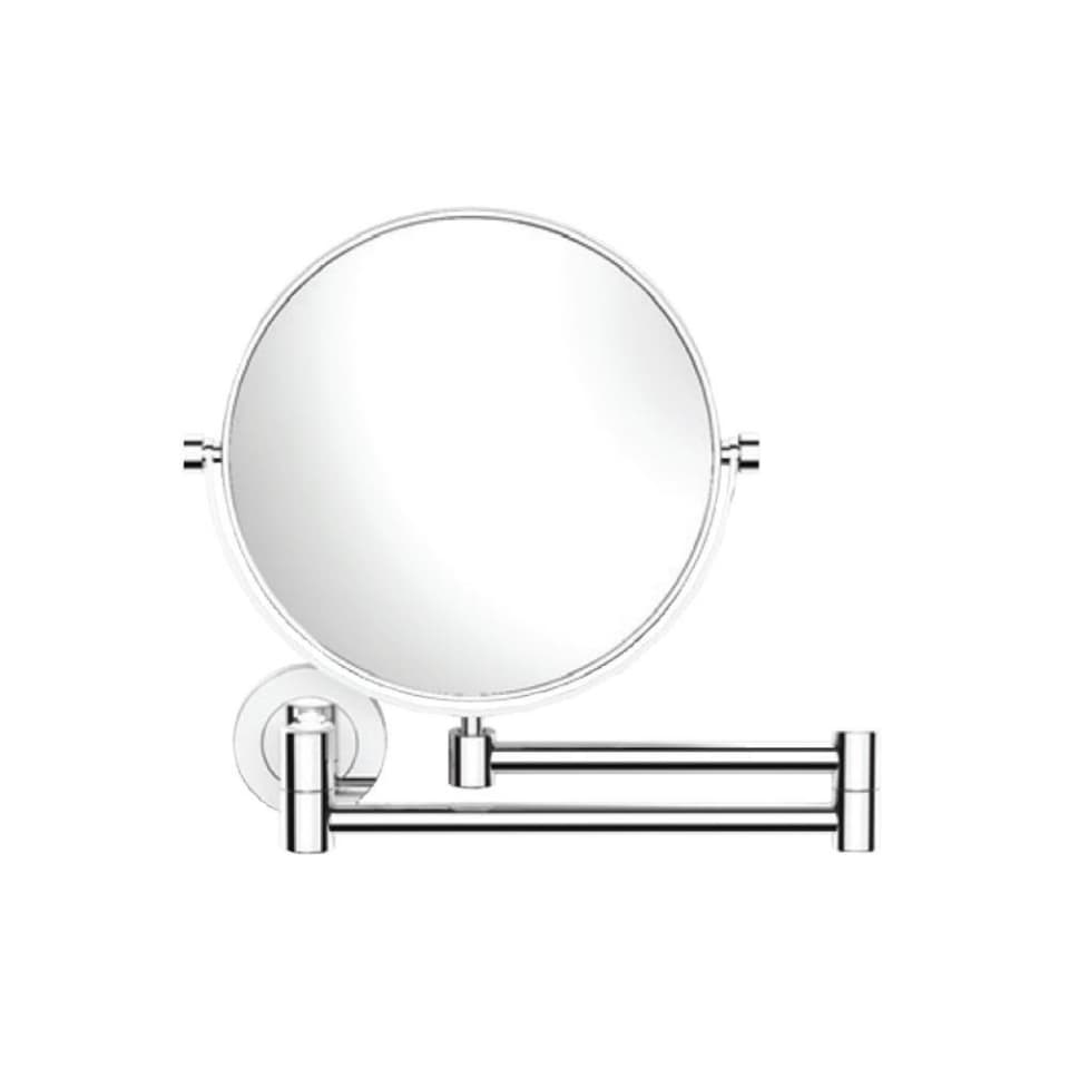 Double Arm Reversible Plain/ Magnifying (3X) Pivotal Mirror with Flange | Finish: Chrome | Material: Stainless Steel