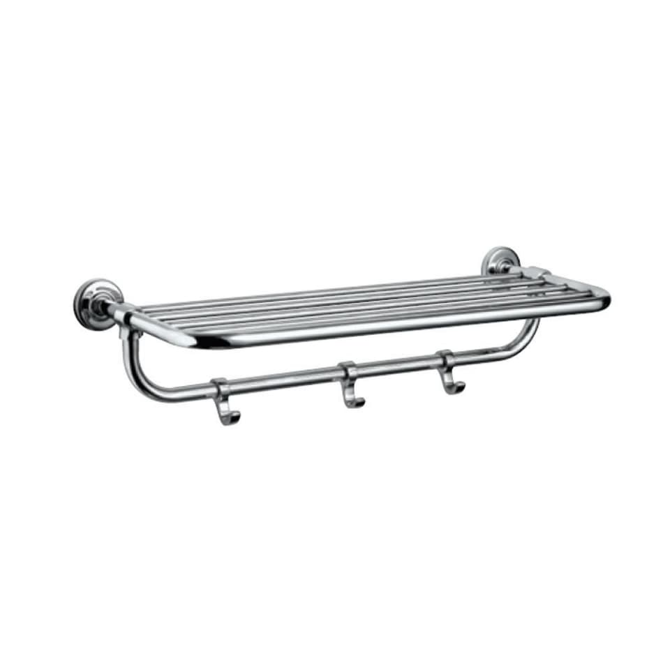 Towel Rack 600 mm with Lower Hanger with Hooks | Chrome Finish | Stainless Steel