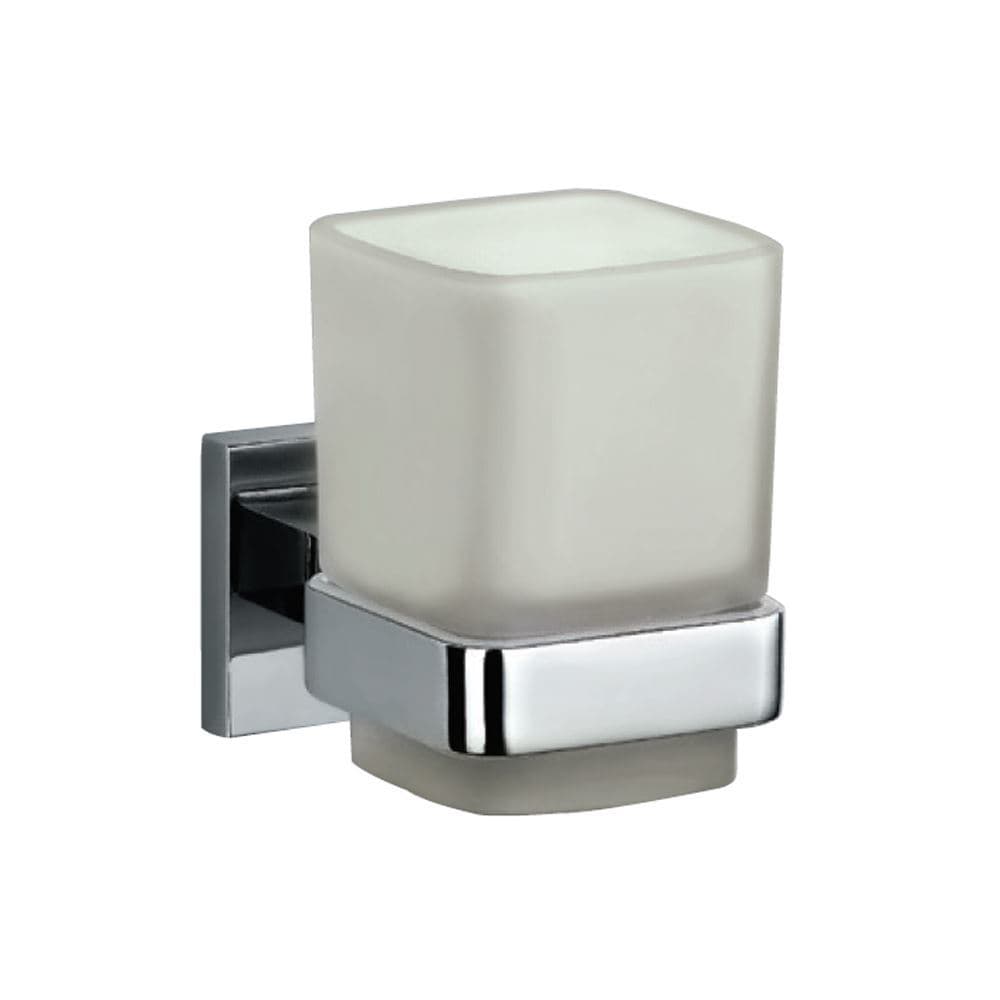 Tooth Brush Holder | Tempered Glass| Square Shape | Chrome Finish | Stainless Steel