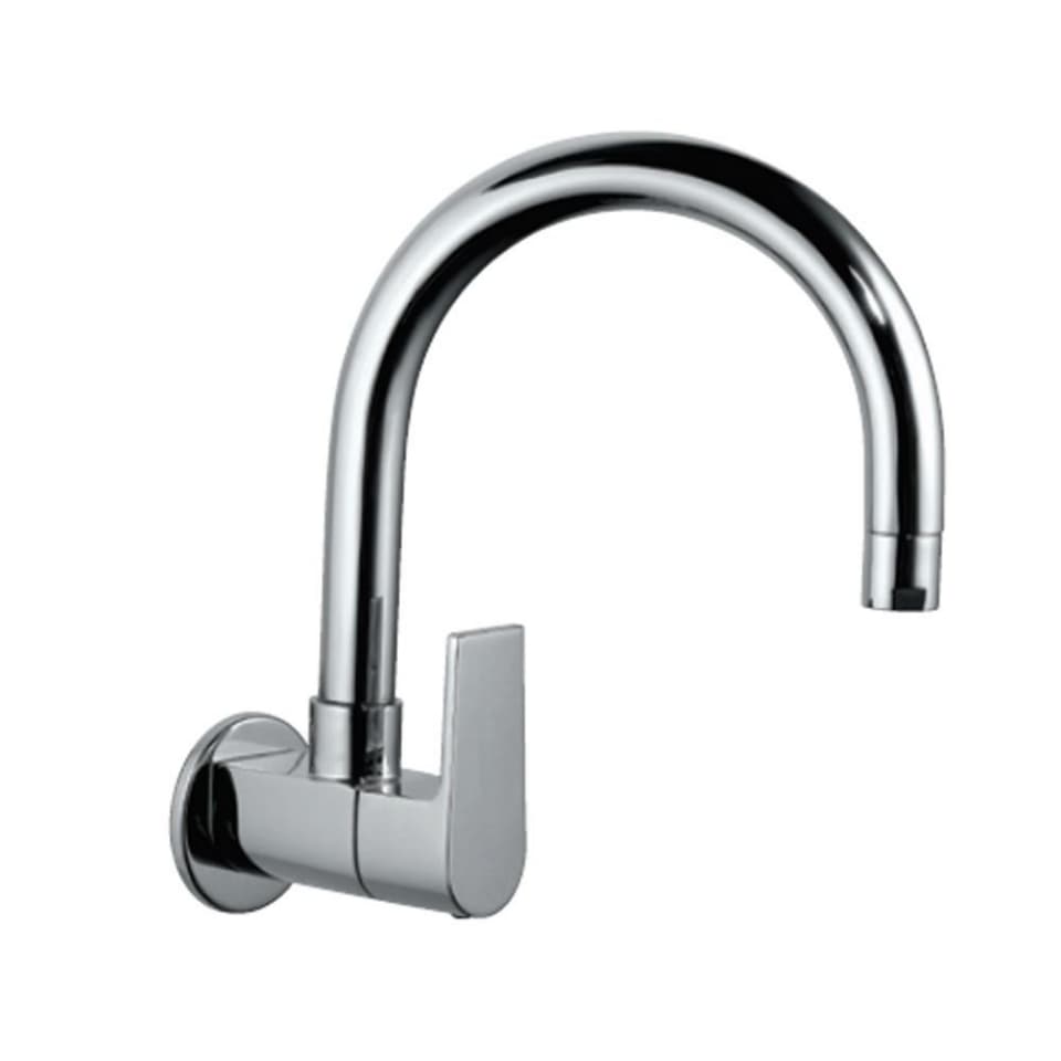 Aria Sink Cock ( Cold Water Only) with Swinging Spout | Chrome Finish | Material: Brass | For Kitchen Use