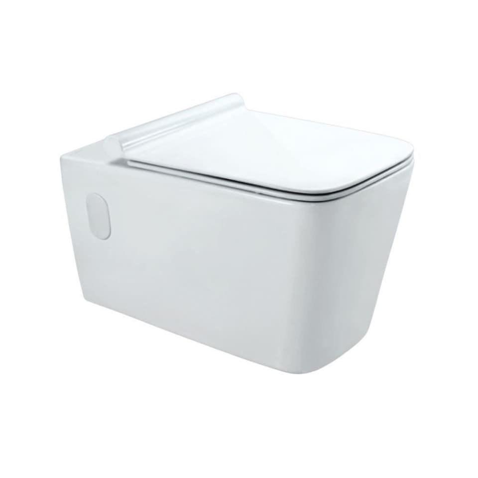 Aria Wall Hung Toilet with UF Soft Close Slim Seat Cover, Hinges & Fixing Set | Size: 360 x 580 x 360 mm | Requires Concealed Cistern