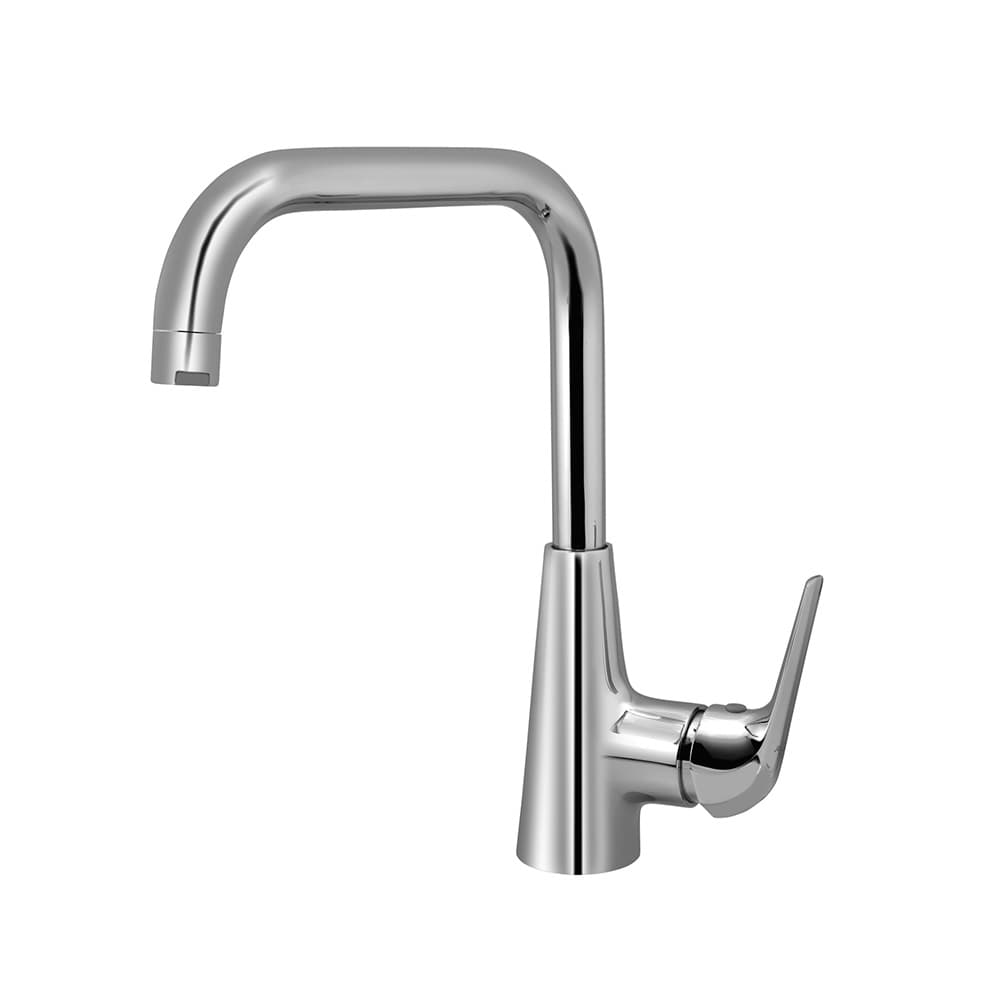 Continental Prime Sink Mixer (Hot & Cold Water) | with Swinging Spout & 450 mm Braided Connection Pipe | Chrome Finish | Material: Brass | For Kitchen Use