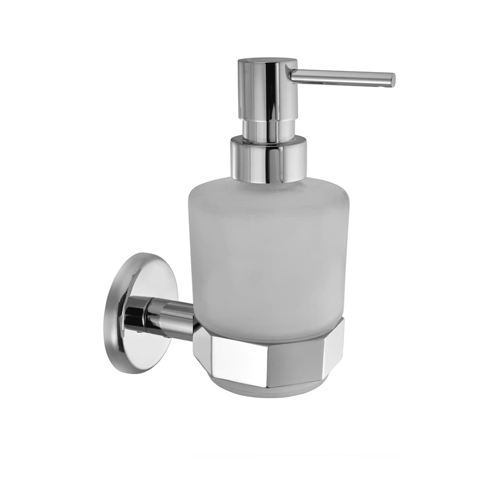 Soap Dispenser with Glass Bottle | Chrome Finish | Material: Stainless Steel