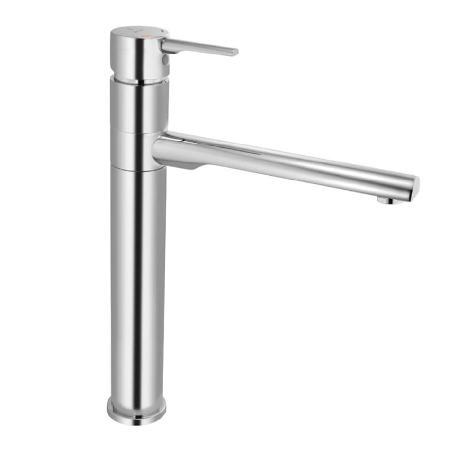 Florentine Prime Sink Mixer (Hot & Cold Water) | Chrome Finish | with 450 mm Braided Connection Pipe | Material: Brass | For Kitchen Use