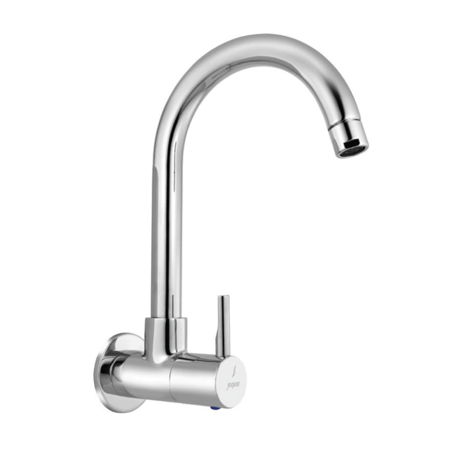 Florentine Prime Sink Cock ( Cold Water Only) with Swinging Spout | Chrome Finish | Material: Brass | For Kitchen Use