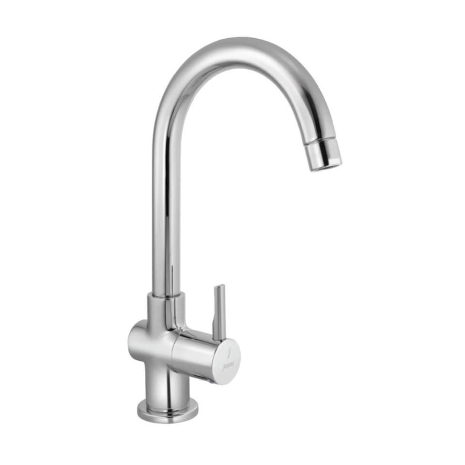 Florentine Prime Sink Cock ( Cold Water Only) with Swinging Spout | Chrome Finish | Material: Brass | For Kitchen Use