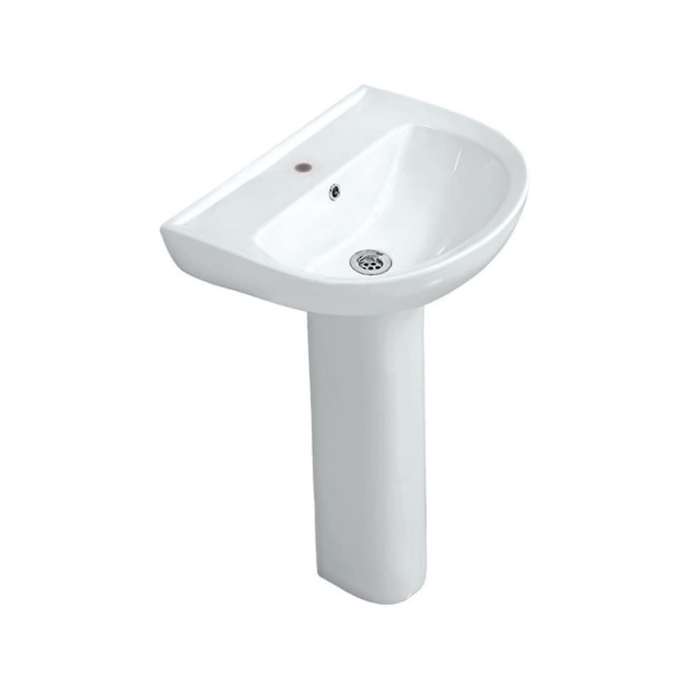 Florentine Wall Hung Wash Basin With Fixing Accessories | Size: 585 x 450 x 220 mm | Compatible with Full Pedestal (FLS-WHT-5301) | With Tap Hole