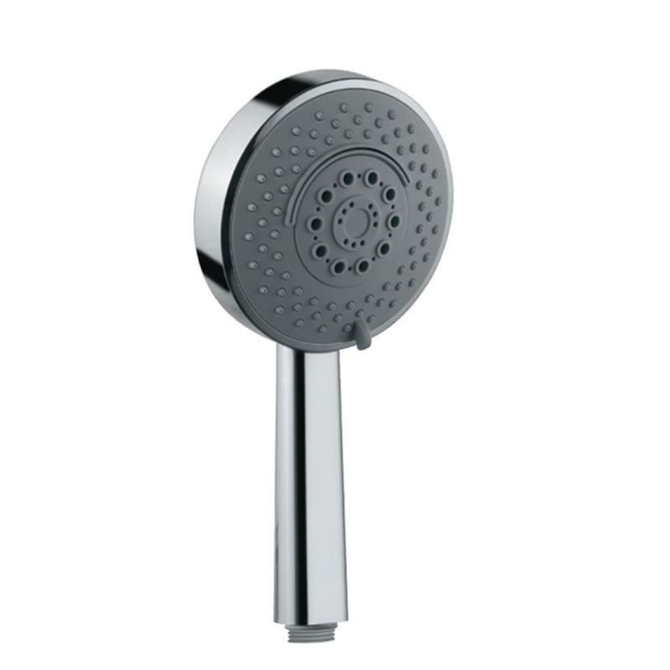 Hand Shower 120 mm Round Shape Multi Flow (Rain, Soft, Massage & Cascade) | ABS Body Chrome Plated with Gray Face Plate | Chrome Finish | 4-Function